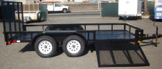 83" x 14' Tandem Axle Side Load Trailer Built with Electric Brakes on 1 Axle, Breakaway Kit, 7 Way Plug, 2 5/16 Coupler with Safety Chains, Rear Ramp Gate, Side Ramp Gate, 6 1/2" D-Rings
