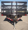 Custom 102 x 20 Flat Bed Trailer with 12,000lb GVWR, 6,000lb Electric Braking Axles, Brake Away Kit, 7 Way Plug, 48" Side Rail All Around, Sapre Tire and Rim, Spare Mount Under Trailer, Aluminum Ramps, Ramps Stored Out Rear with Holders Under Trailer, LED Flush Mount Lights, 5/8 D Rings, A Frame Box, 7,000lb Drop Leg Jack, Channel Iron Frame, Formed Steel Integrated Pockets, 2X10 Douglas Fir Decking, Painted Trailer Undercarriage