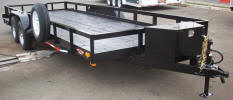 83" X 20' Standard Utility Trailer Custom Built with 7,000lb GVWR, Extra Width, A Frame Jack Foot with Caster Wheel, 15" Tires and Chrome Wheels, 15 " Spare Tire and Rim, Fold Back Tongue, Tongue Box, Side Slide In Ramps and Storage, Breakaway Kit with Battery Box