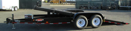 102" x 20' Heavey Duty Tilt Bed Trailer with 9,995lb GVWR, Two 5,200lb Electric Braking Axles, 15' 225/75D 6 Lug Tires, 5" Frame Channel, 5" Channel Wrap Around Tongue, 2" x 6" Wood Decking with Diamond Plate Tapered End, 3,500lb Mini Drop Leg Jack, 2 5/16" A-Frame Coupler with Safety Chains, 8'6" Overall Wide, 80" Between Fenders, Cushion Tilt Cylinder, Breakaway Kit, Painted Trailer Undercarriage, Breakaway Kit, 7 Way Plug