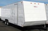 Carson Wide Body Enclosed Cargo Trailer Shown with upgrade options such as 16" Smooth Panels