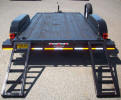 77" X 12' Tandem Axle Light Car Hauler Trailer Built with One Electric Braking Axle, Breakaway Kit with 7 Way Plug, 2 5/16" Coupler with Safety Chains, 48" Ramps and Storage, 1/2" D Rings in Each Corner