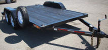 77" X 12' Tandem Axle Light Car Hauler Trailer Built with One Electric Braking Axle, Breakaway Kit with 7 Way Plug, 2 5/16" Coupler with Safety Chains, 48" Ramps and Storage, 1/2" D Rings in Each Corner